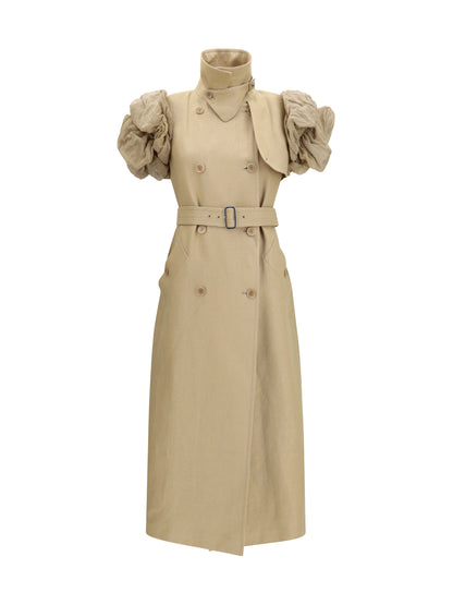 MAX MARA Sleeveless long Trench Coat with organza ruffles
