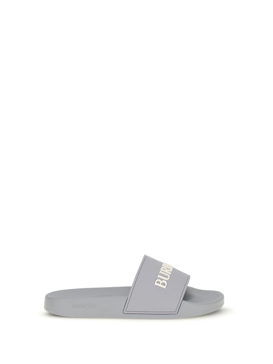 Burberry Logo Slides - Marble Grey/Dove Bei