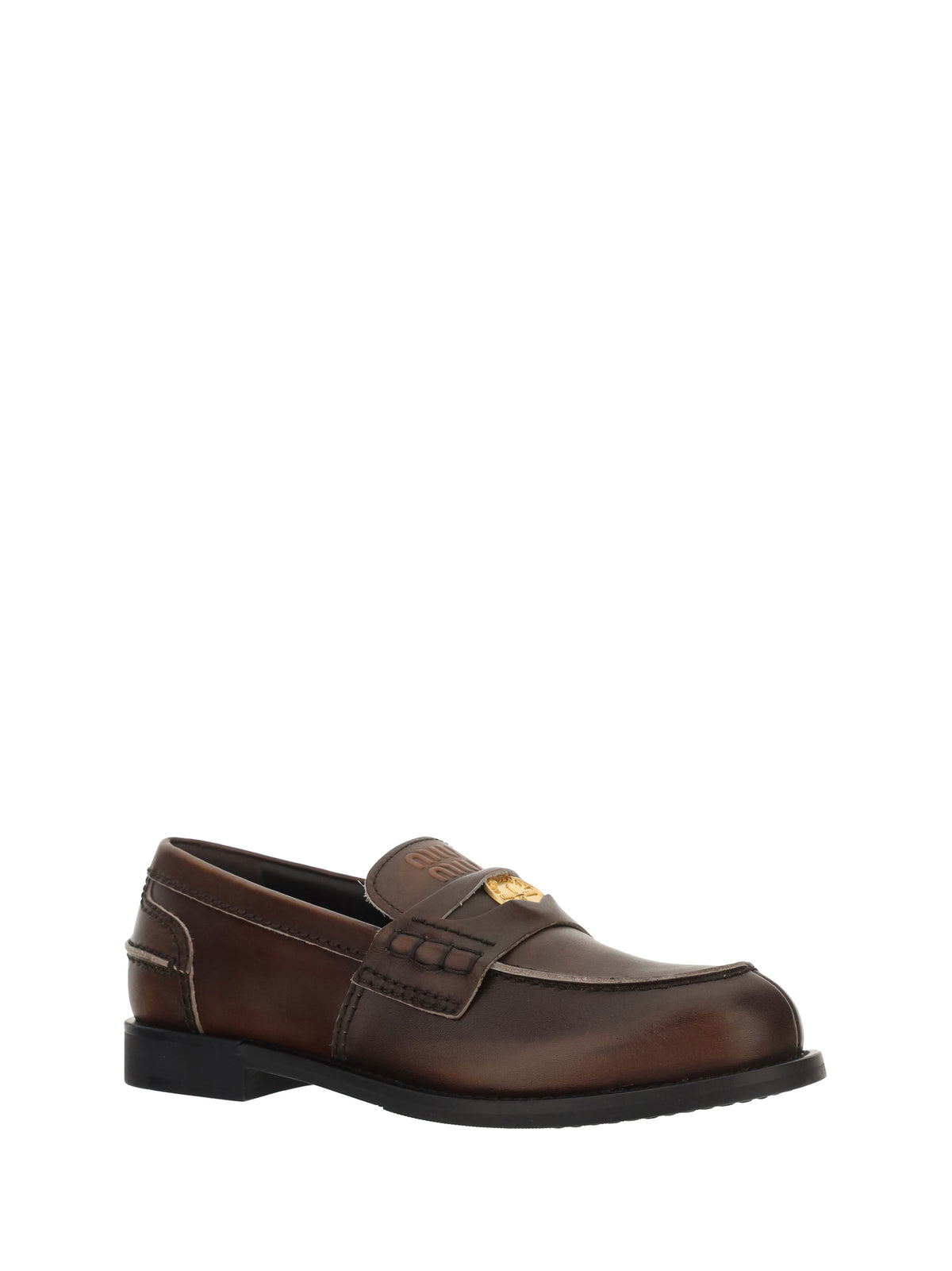 Miu Miu Leather Loafers - Ebony