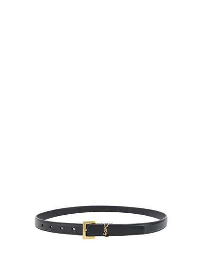 Saint Laurent Cassandre slim Belt - Black