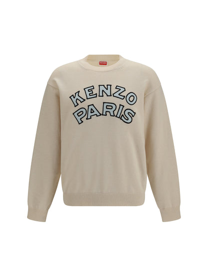 Kenzo Kenzo Paris emblem embroidered wool and cotton Sweater - Off White