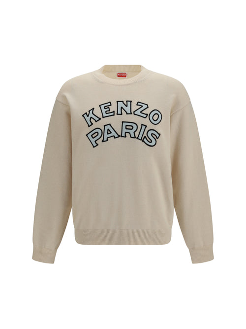 Kenzo Kenzo Paris emblem embroidered wool and cotton Sweater - Off White