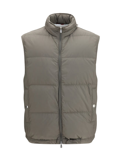 Brunello Cucinelli Sleeveless padded Gilet - Army Washed+Panama