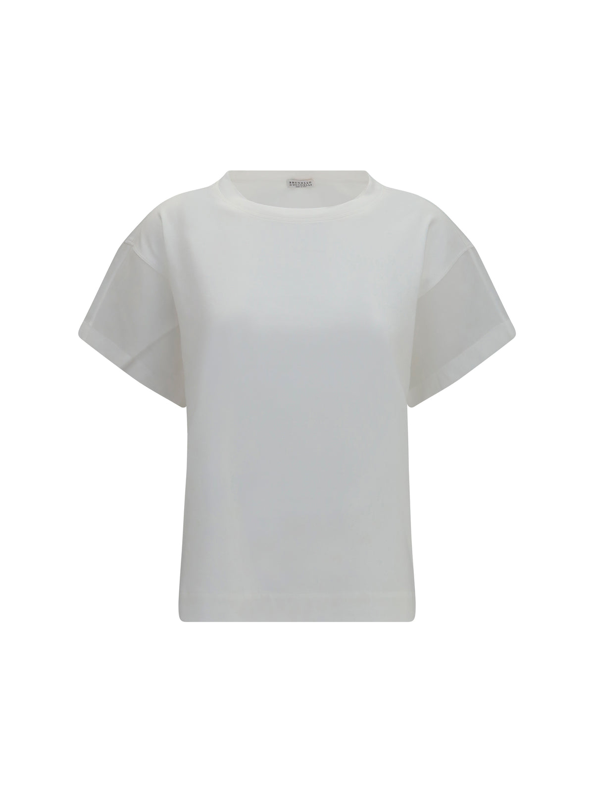 Brunello Cucinelli Cotton T-shirt with sheer sleeves and side panels - White