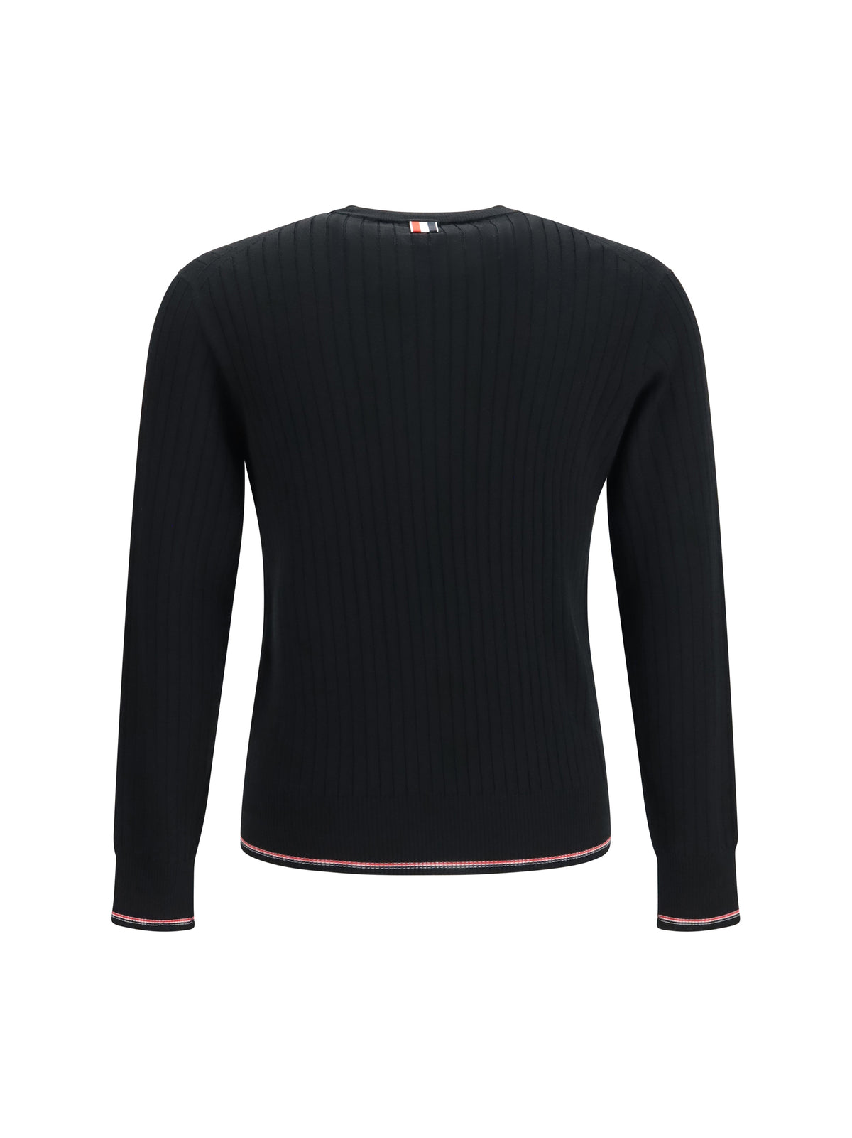 Thom Browne Crewneck cotton knit Sweater with 4-bar detail - Black