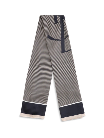 Saint Laurent Cassandre striped Stole - Navy/Ivory