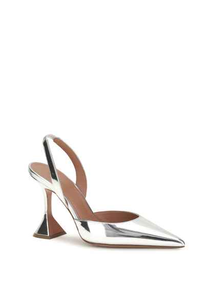 Amina Muaddi Holli mirror-finish Slingback Pumps - Silver Mirror
