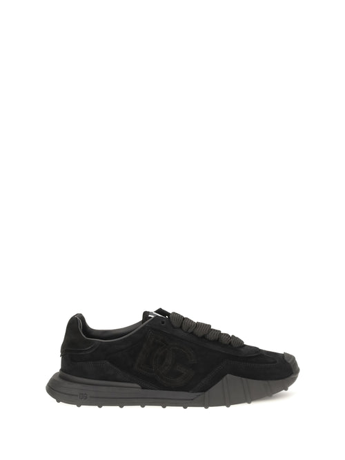 Dolce & Gabbana DG Athletic Sneakers in suede leather - Black/Black