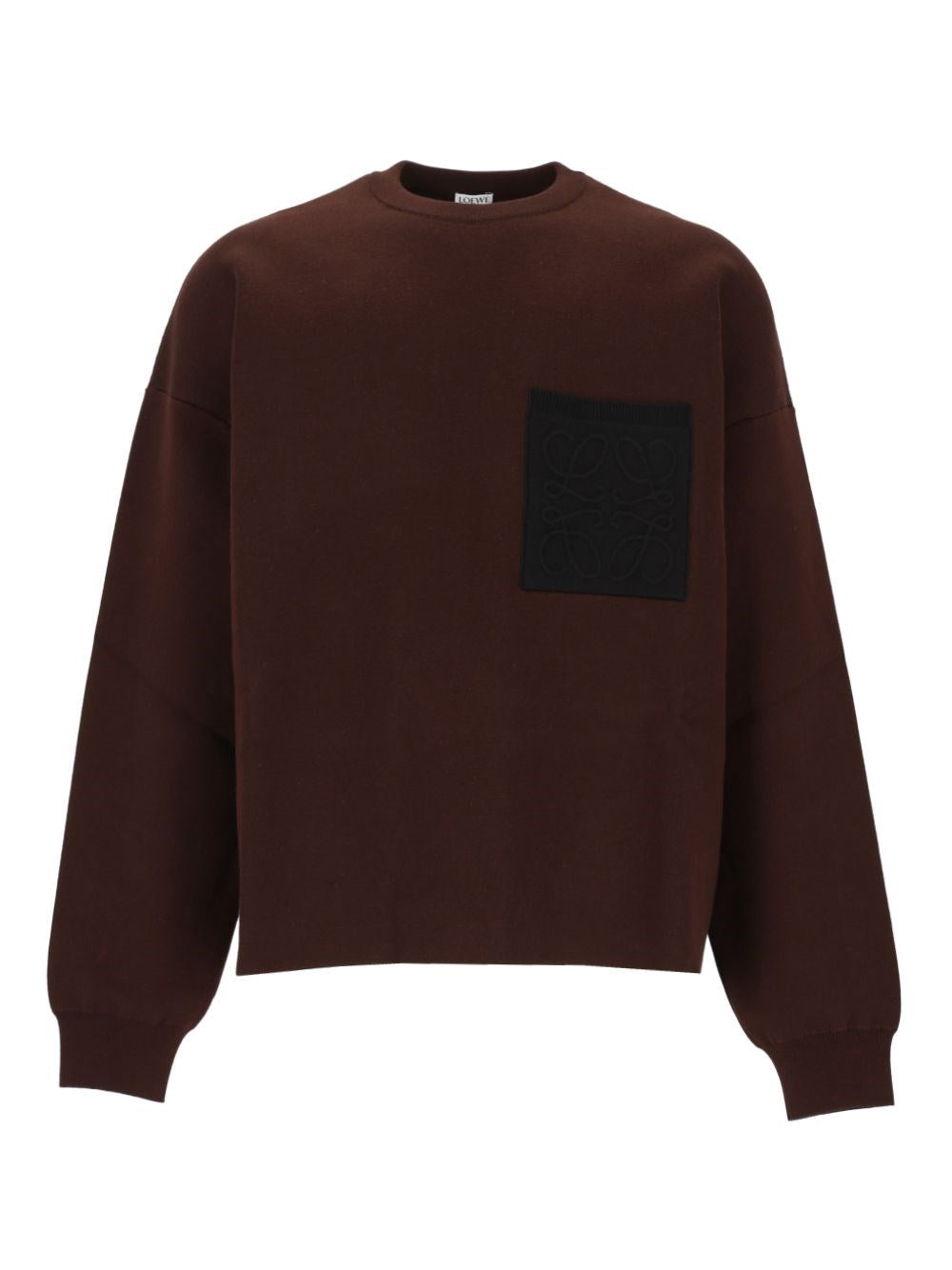 Loewe Anagram Cotton Blend Sweater With Pocket - Brown