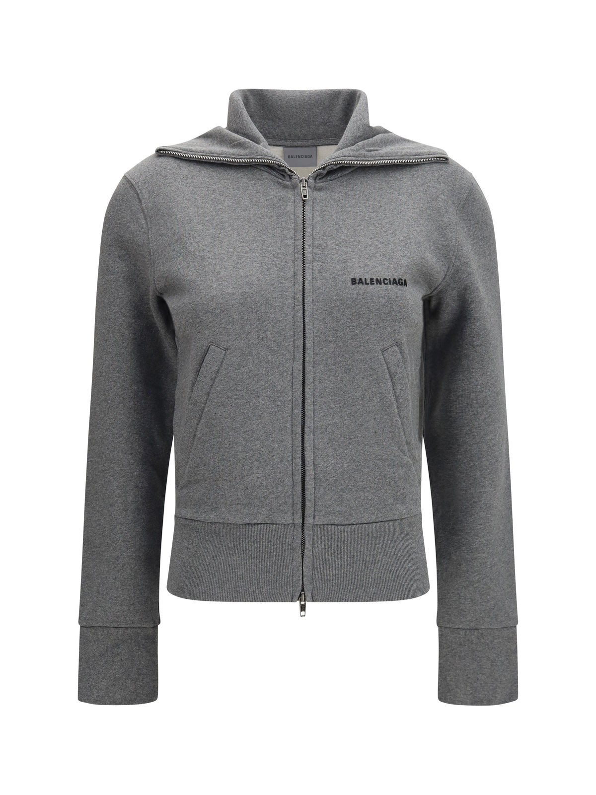 Balenciaga Fitted zip-up Hoodie - Dark Heather Grey