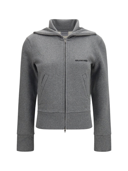 Balenciaga Fitted zip-up Hoodie - Dark Heather Grey