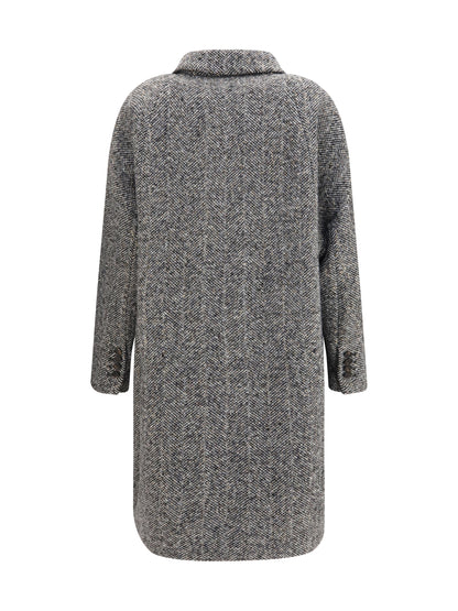 Brunello Cucinelli Double-breasted wool and alpaca blend Coat with sequins - Panama/Black