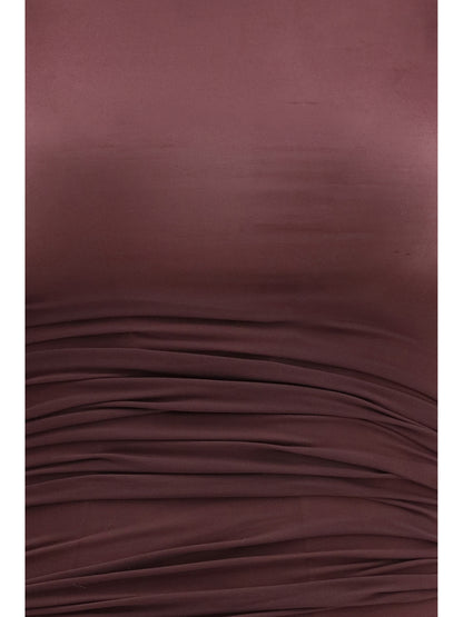 Wolford Asymmetric semi-sheer midi Dress - Wild Plum