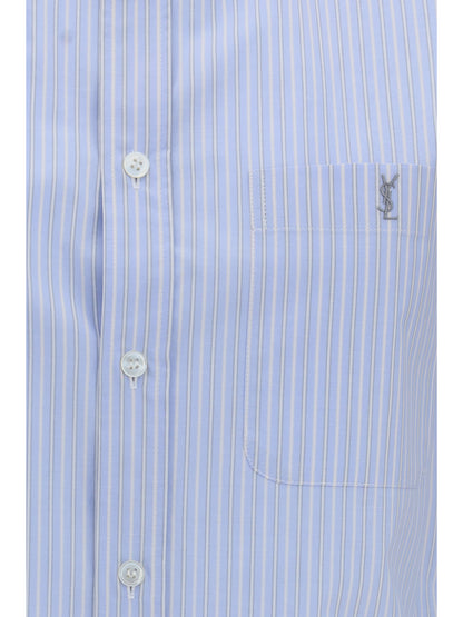 Saint Laurent Cassandre Striped Poplin Shirt - Bleu/Gris