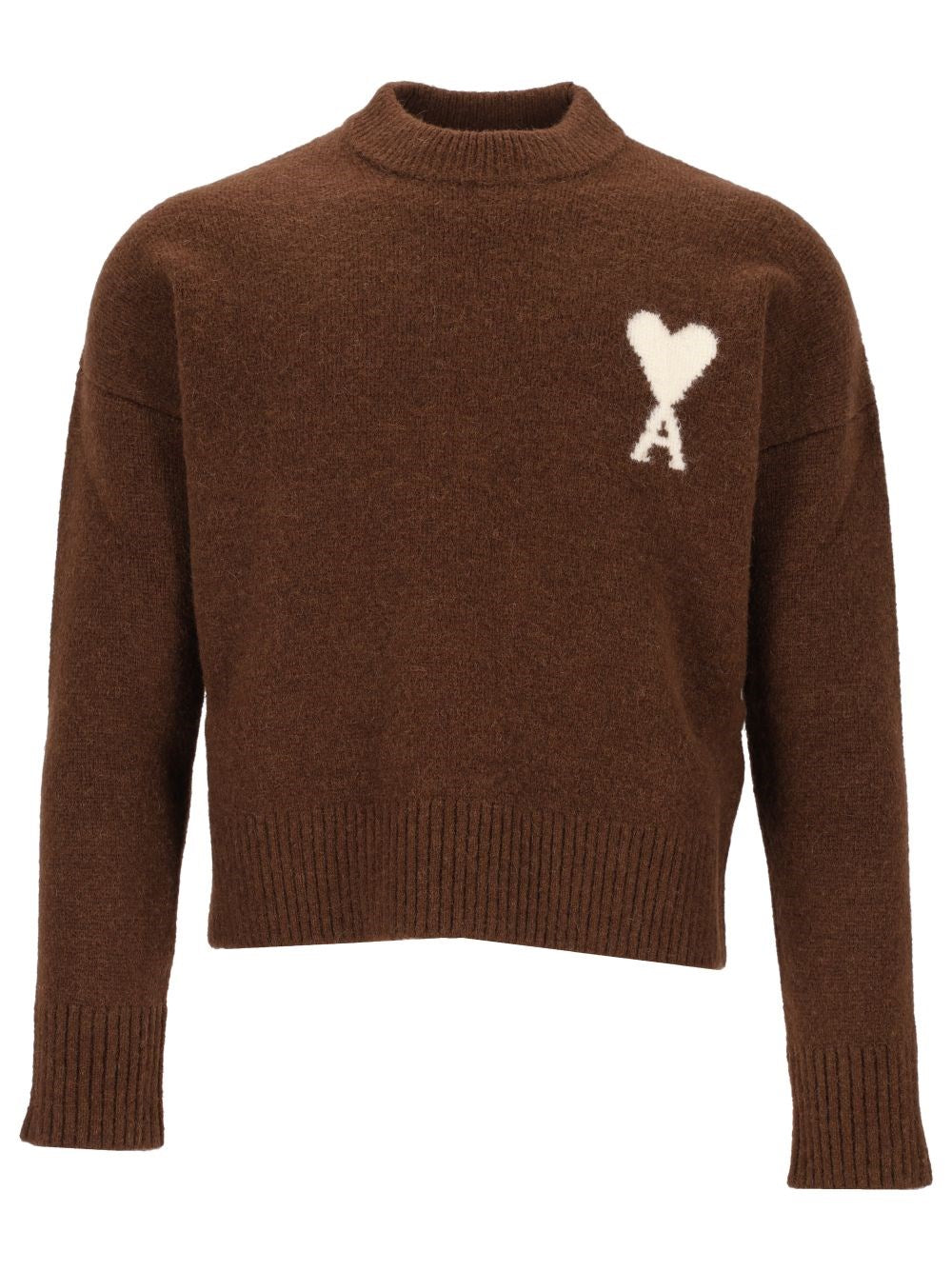Ami Crew Neck Sweater Ami De Cœur - Brown