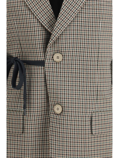Balenciaga Single-breasted Vichy Jacket - Khaki/Brown