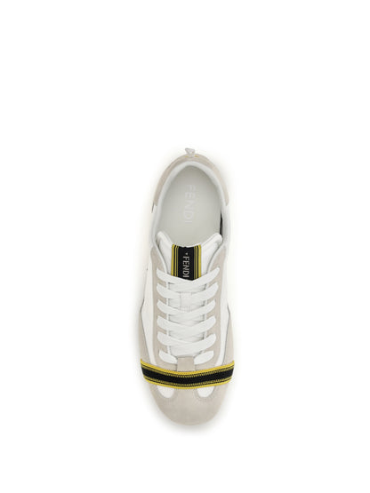 Fendi Wrap suede and fabric Sneakers - Panna+Panna+Uwhite