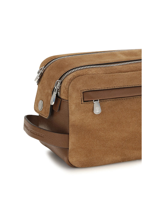 Brunello Cucinelli Suede Beauty Case - Nocciola+Tabacco
