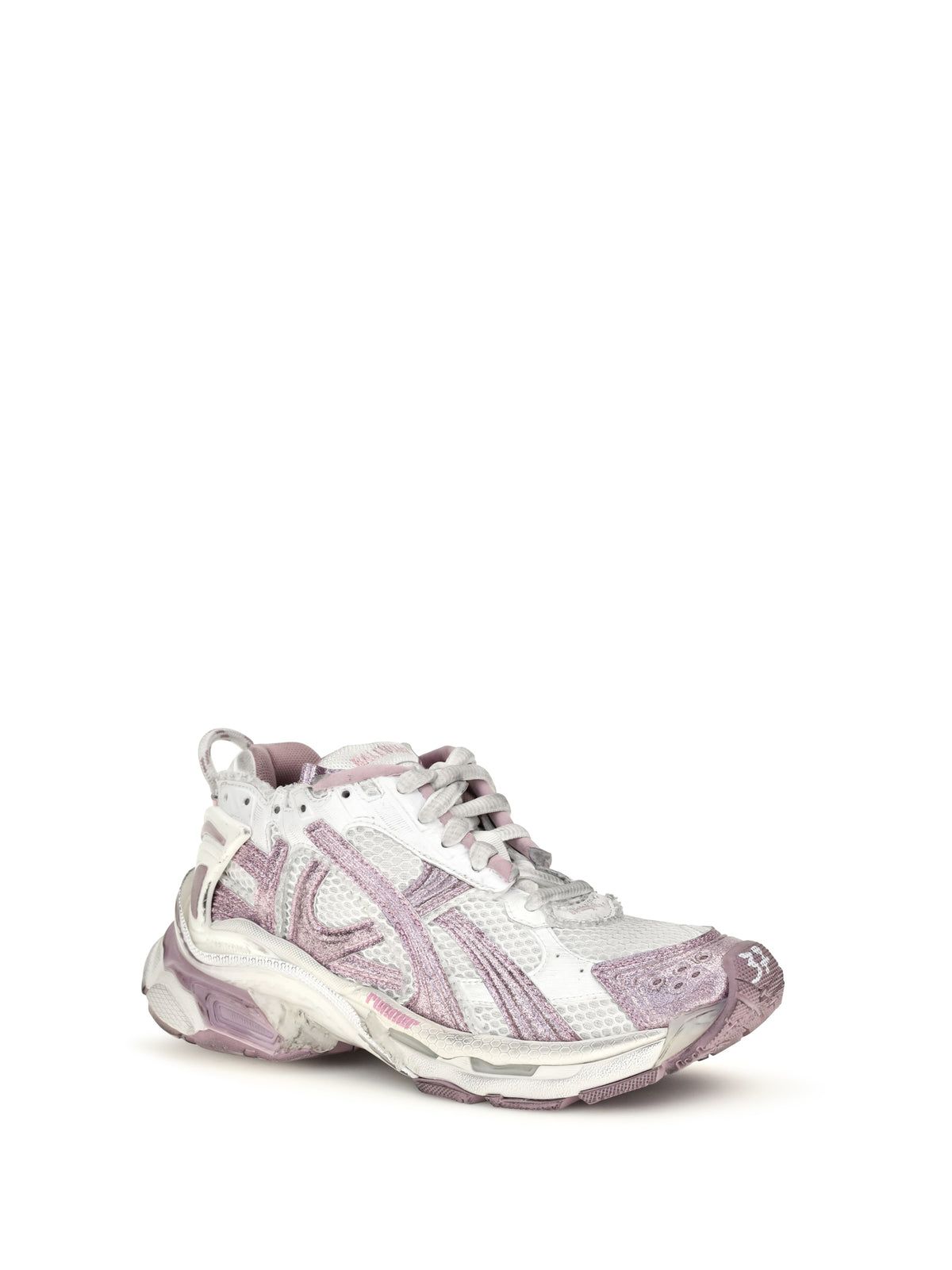 Balenciaga Runner Glitter Sneakers - White / Lilac / Pink