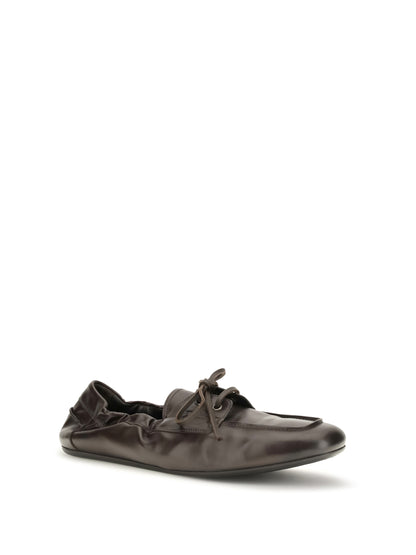 Prada Aged leather lace-up Sneakers - Moro
