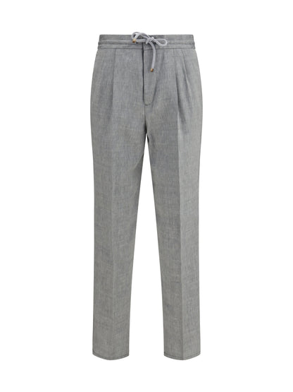 BRUNELLO CUCINELLI Herringbone linen and wool Pants