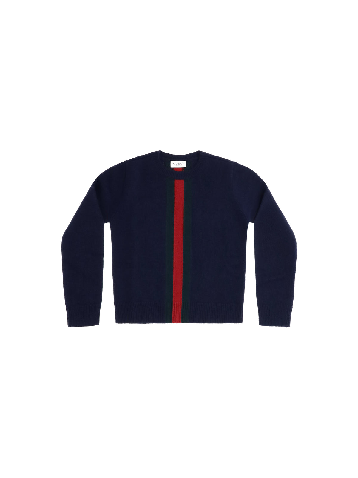 Gucci Web stripe wool Sweater for Girl - Abyss Blue/Green/Red