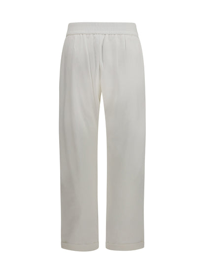 Brunello Cucinelli Track stretch-fleece Pants with monili detailing - Natural