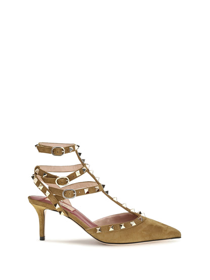 Valentino Garavani Rockstud suede Pumps - Havana Beige