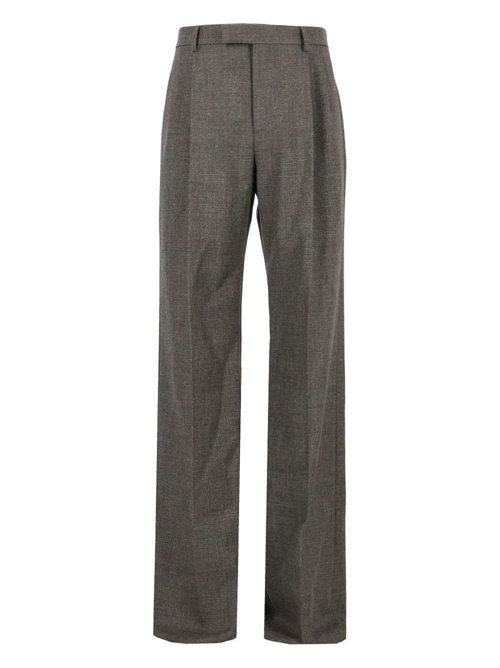 Valentino Garavani Wool And Linen Mouliné Trousers - Green