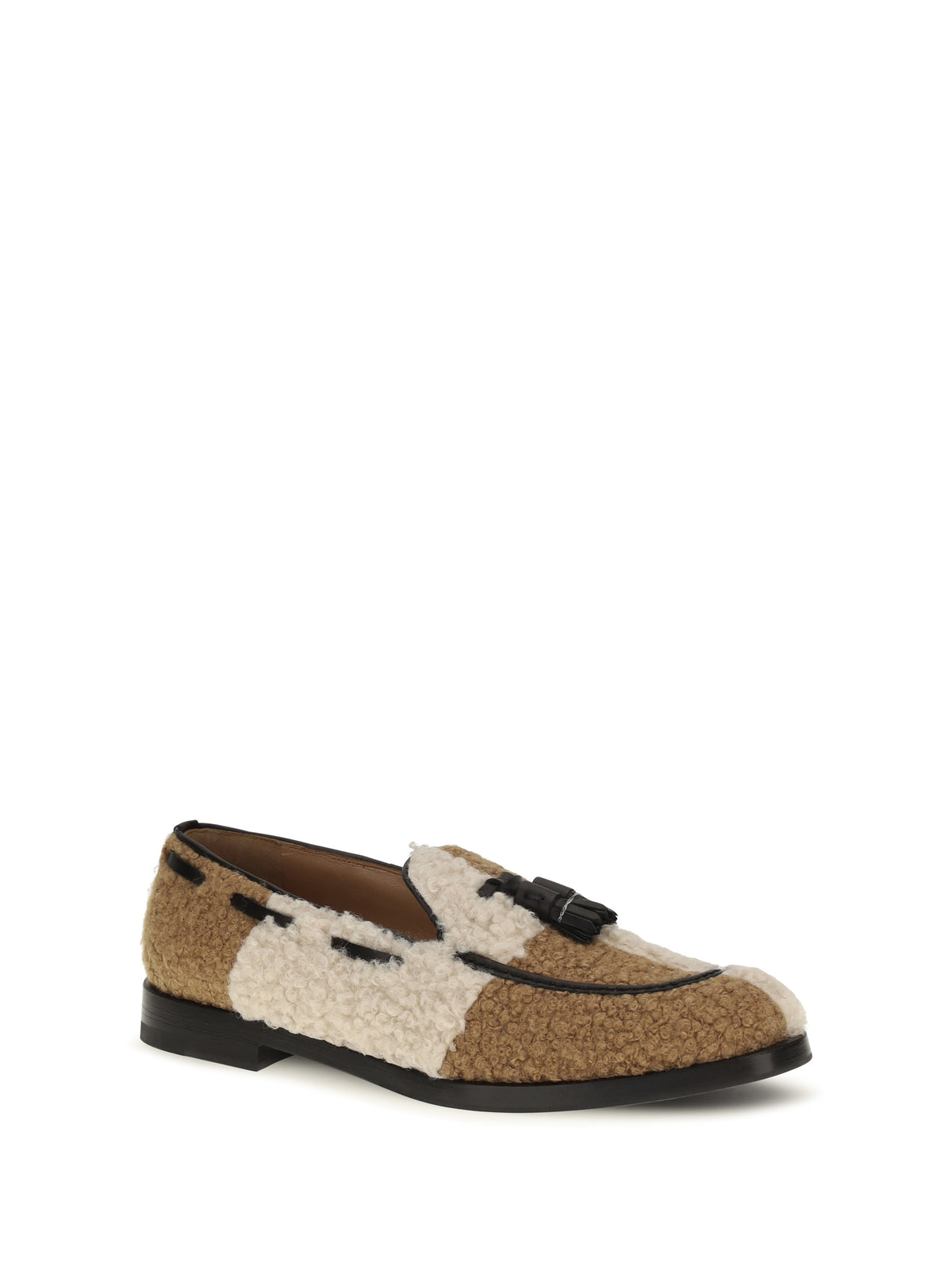 Fratelli Rossetti Two-tone bouclé-effect Loafers - Ivory /Noce
