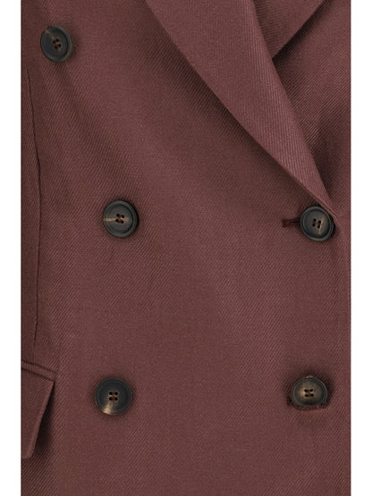 BRUNELLO CUCINELLI Fluid twill Jacket in viscose and linen with monili details