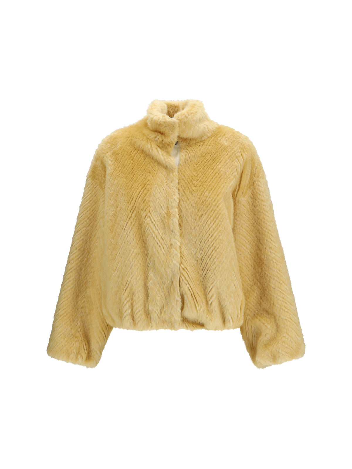 Forte_forte Chevron faux fur Bomber Jacket - Platino