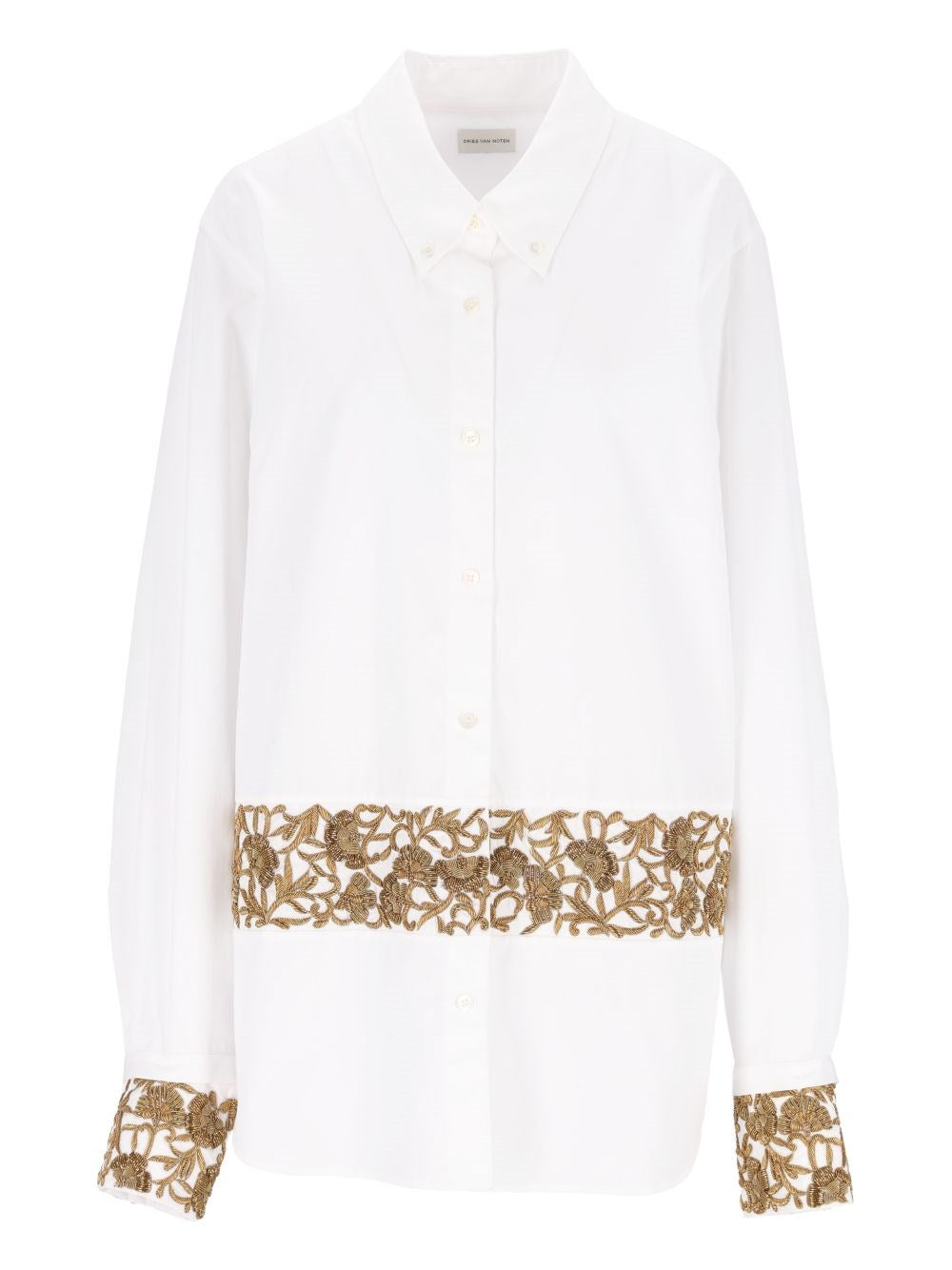 Dries Van Noten Shirt With Floral Embroidery Appliqués - White