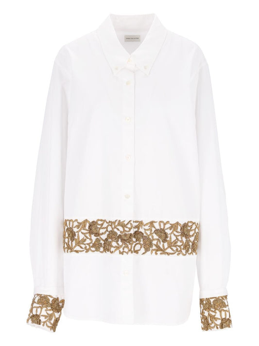 Dries Van Noten Shirt With Floral Embroidery Appliqués - White