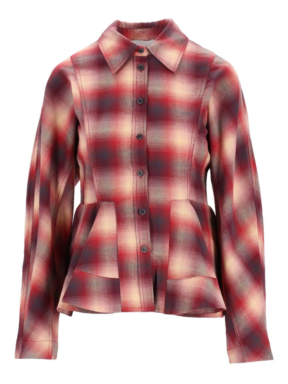 Ganni Red Check Flannel Shirt
