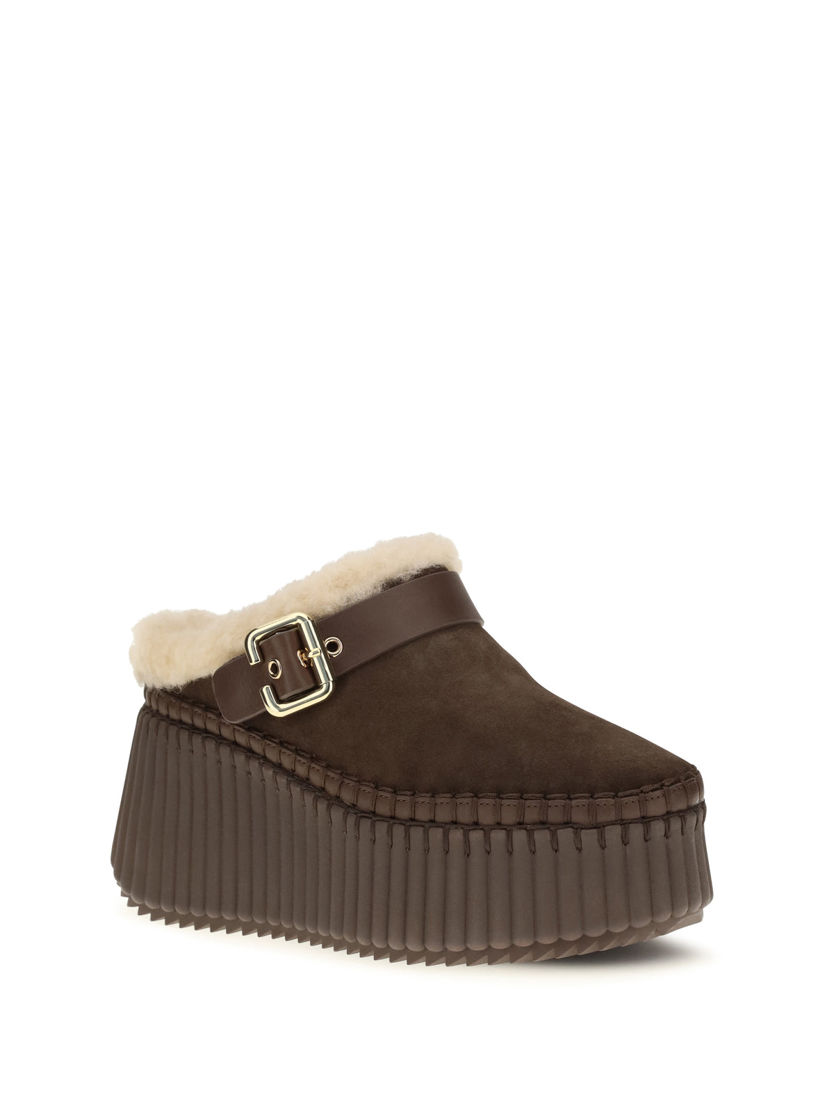 Chloé Nama Wedge Mules - Sharp Brown