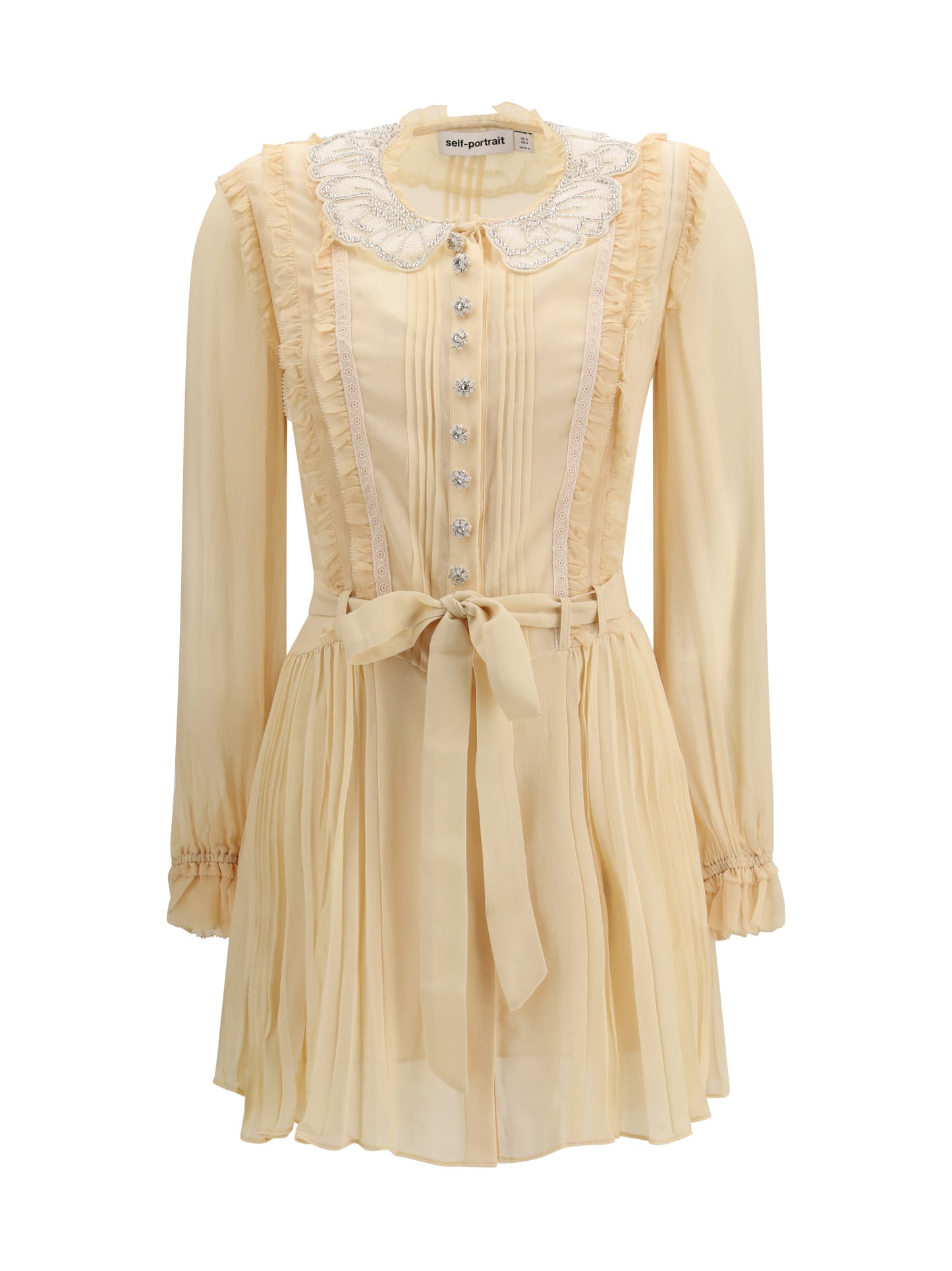 SELF-PORTRAIT Pleated georgette mini Dress