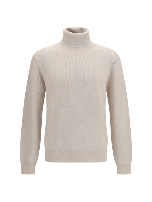 Brioni Wool and cashmere turtleneck Sweater - Beige/White