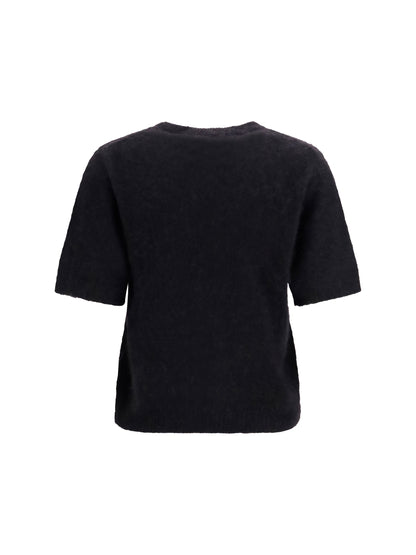 Ganni Alpaca and wool-blend T-shirt - Black