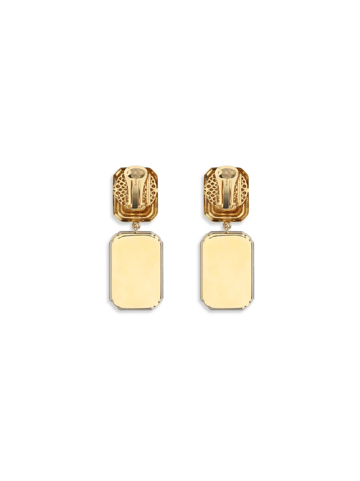 Alessandra Rich Clip-on Earrings with crystal drop - Black-Cry-Gold