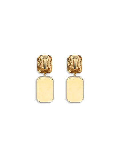 Alessandra Rich Clip-on Earrings with crystal drop - Black-Cry-Gold