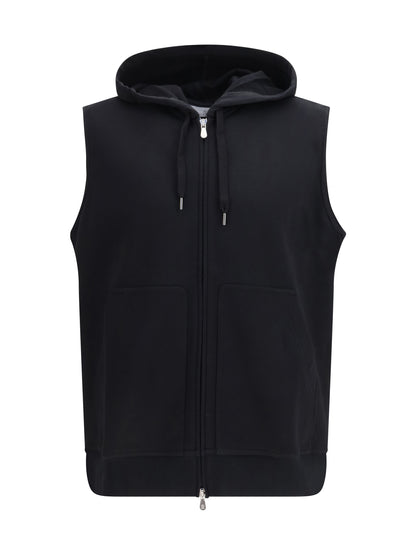 BRUNELLO CUCINELLI Sleeveless cotton techno fleece Hoodie