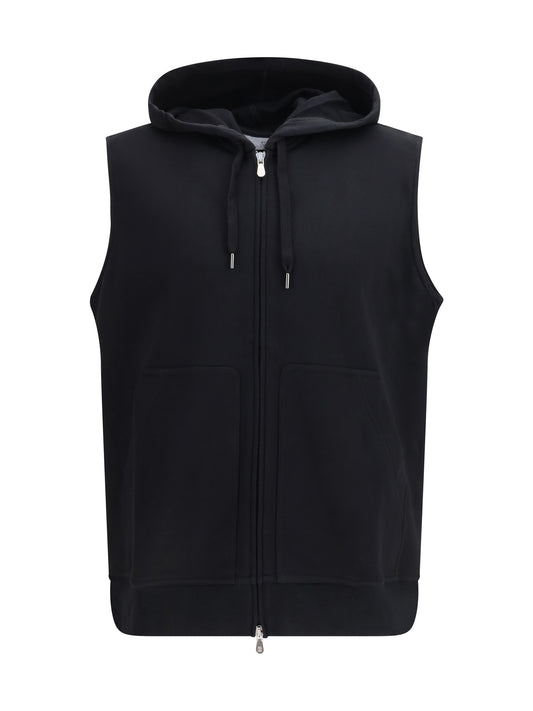 BRUNELLO CUCINELLI Sleeveless cotton techno fleece Hoodie