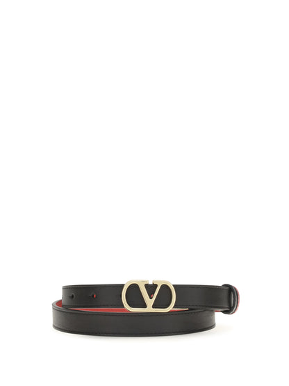 Valentino Garavani Reversible VLogo Signature Belt - Black/Rouge Pur