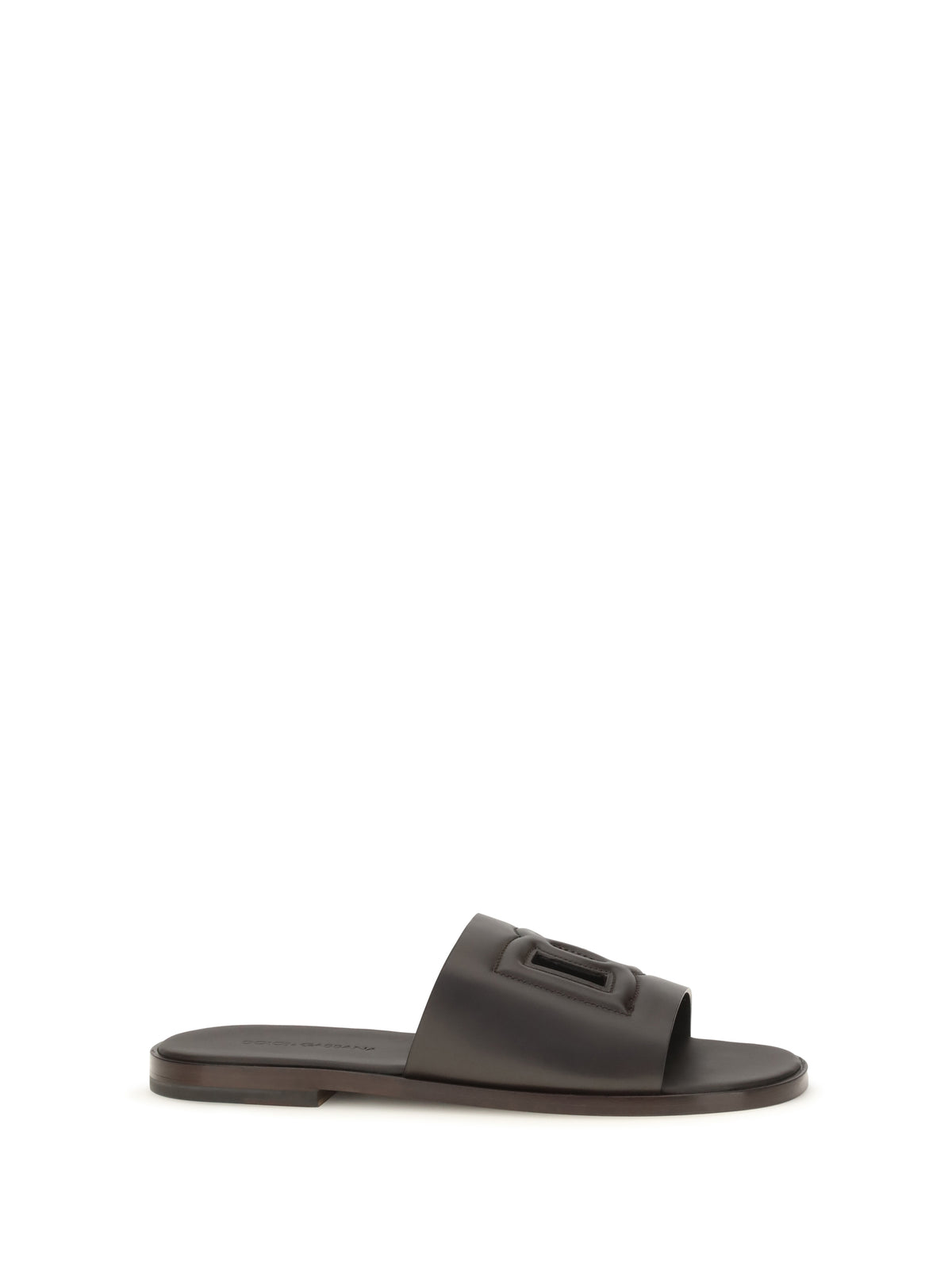 Dolce & Gabbana Embossed logo Sandals - Cioccolato Fondente