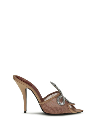 Valentino Garavani Coeur Vipère Sandals with mesh - Light Phard/Light Phard/Crystal