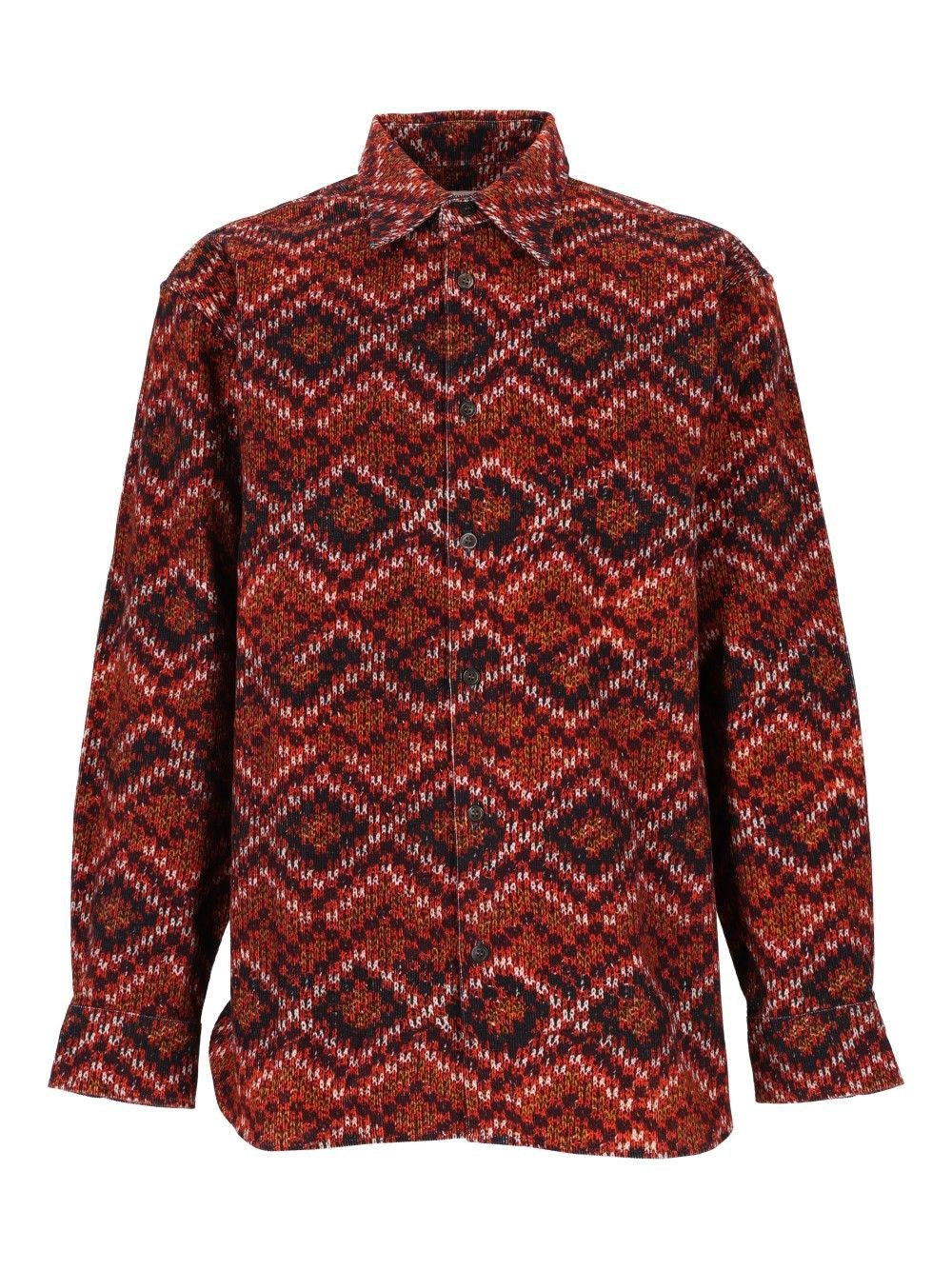 Dries Van Noten Printed Velvet Shirt - Red