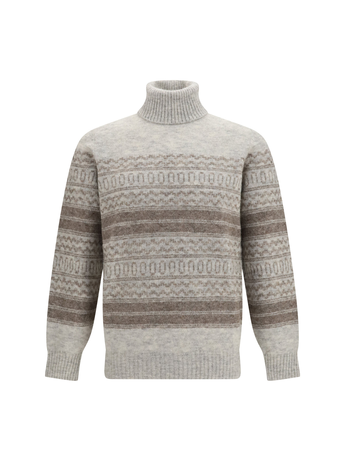 Brunello Cucinelli Fair Isle knit turtleneck Sweater - Fog