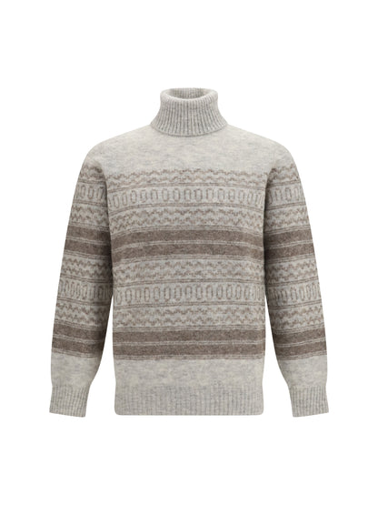 Brunello Cucinelli Fair Isle knit turtleneck Sweater - Fog