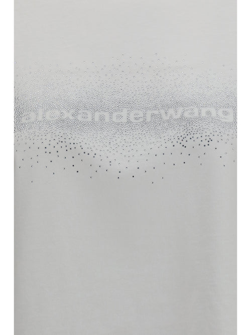 Alexander Wang Crystal Hotfix Logo Cotton T-shirt - White